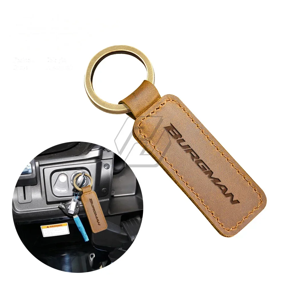 

For Suzuki Burgman 200 400 ABS Scooter Motorcycle Cowhide Keychain Key Ring