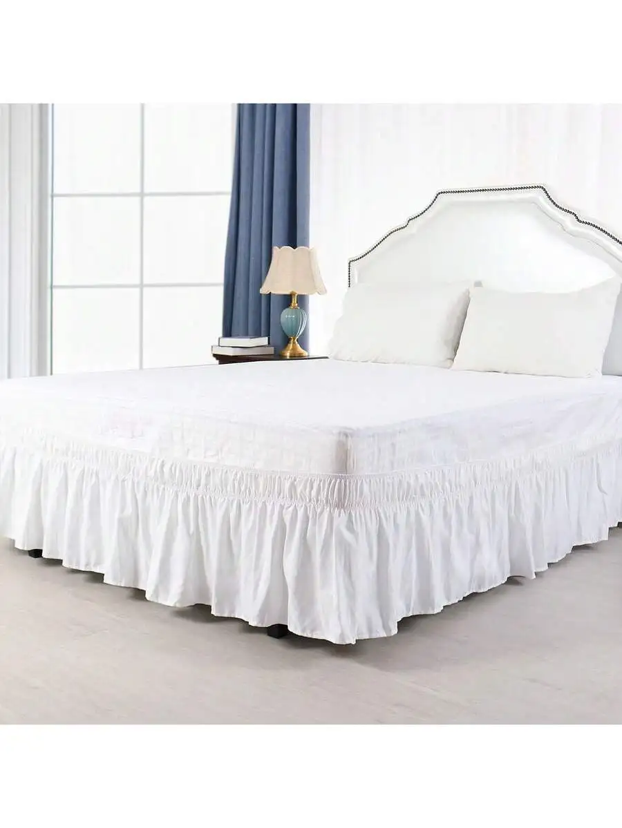 

Wrap Around Bed Skirt With Elastic Dust Ruffle 15 Inch Drop