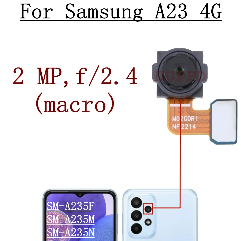 Front Rear Camera For Samsung Galaxy A23 4G A235F A235M A235N Back Wide Macro Depth Main Camera Module Flex Cable