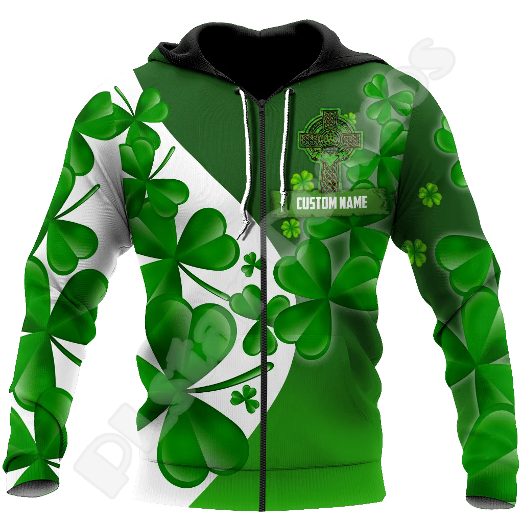 NewFashion Country Flag Ireland Clover Irish St.Patrick Tattoo Vintage 3DPrint Pullover Funny Harajuku Casual Jacket Hoodies X21