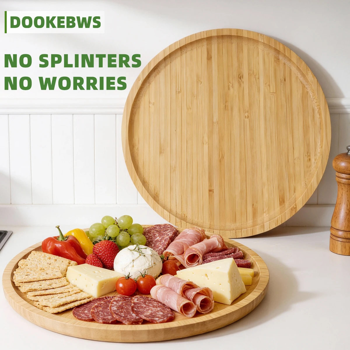 1 Stück Bambus-Teller, Moderner Minimalistischer Stil, Geeignet für Obst- und Snackplatten, Frühstücksteller für Tägliche Zusammenkünfte und Outdoor-Nutzung