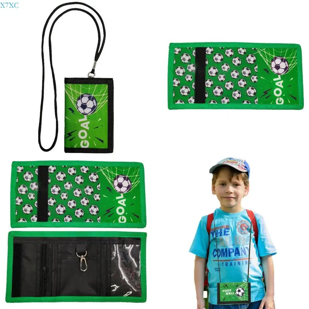 

X7XC Kids Small Wallet for Boy Trifold Youth Wallet with Lanyard Zippered Coin Pocket