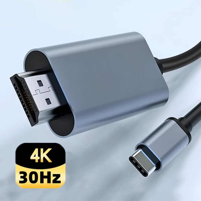 1080P Mirror Screen Cable 2M USB C to 4K 30Hz HDMI-compatible Display Adapter Compatible with Thunderbolt4/3 Laptop Iphone16/15