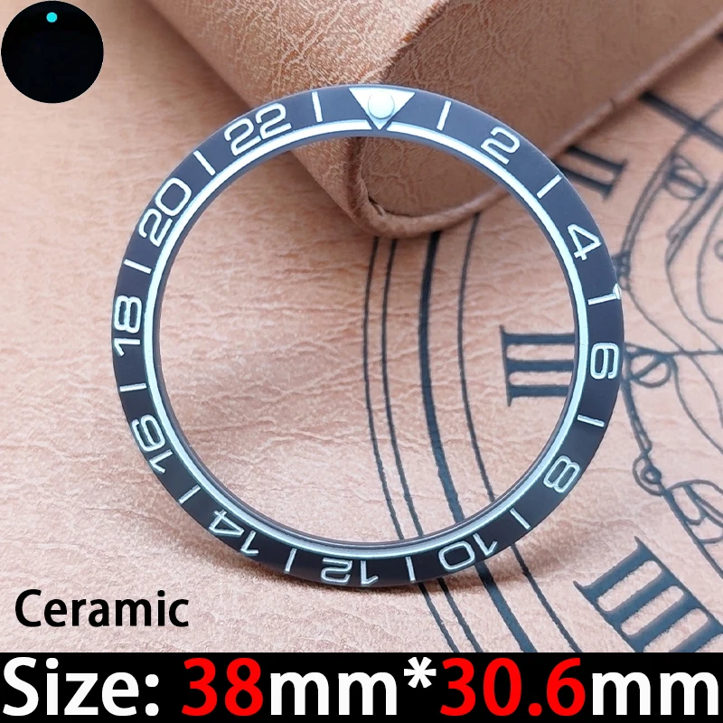 Accesorio de bisel cerámico luminoso de 38x30,6mm, anillo GMT, caja resistente a los arañazos y al agua, reparación y reemplazo de piezas