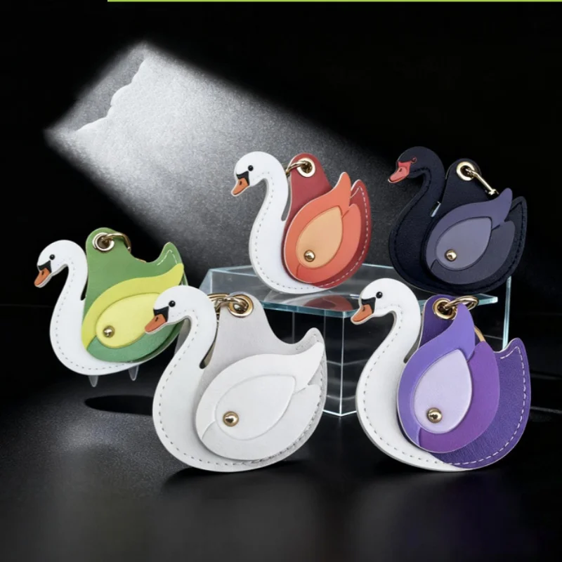 Leather Keychain Holder Case, Cute Protective Cover with Keyring, Anti-Scratch Finder GPS Tracker Case for Wallet Key, Bag, Pets