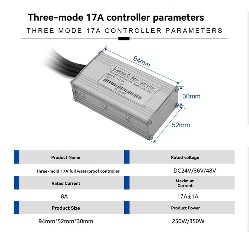 A74K-Three Mode Ebike Controller 17A 24V/36V/48V With S866 LCD Color Display Waterproof Connector 350W Motor Conversion Parts