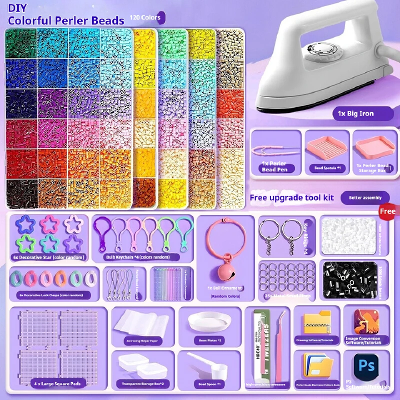 Popolare Pindou Bean Fatto a mano Fai da te Borsa in materiale Set completo di fusione tridimensionale Mard Numero di colore Set Strumenti Borsa di carta da stiro