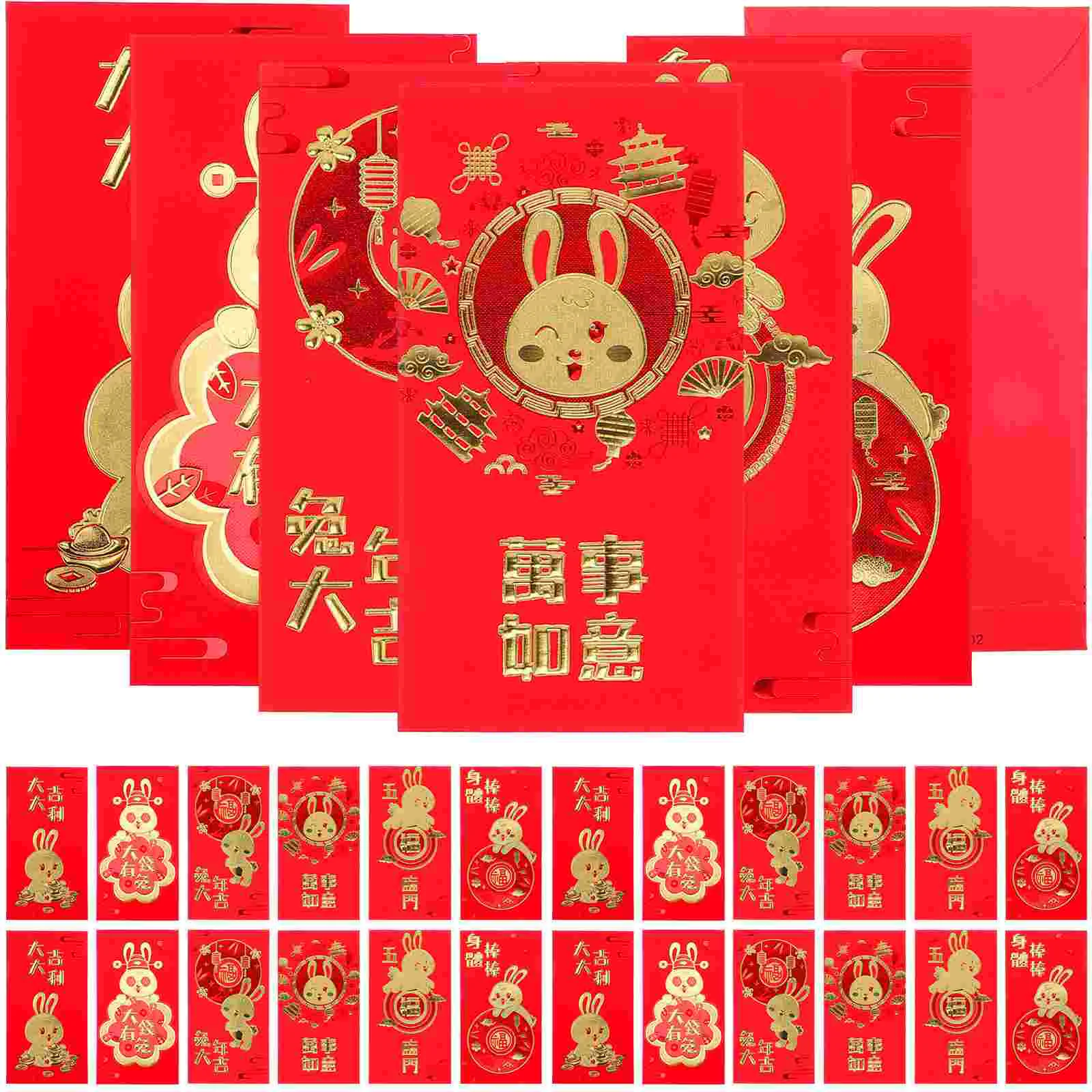 

30 Pcs Rabbit Year New Red Envelope Paper Money Pouches Envelopes Lovely Pockets Creative Chinese Festival Gift Auspicious