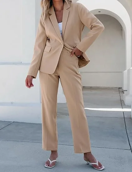 Tesco Customized Women's Two Piece Sets Pants Suits Dressy Business Casual Outfits Professional Blazer Pantsuits Set Work Office