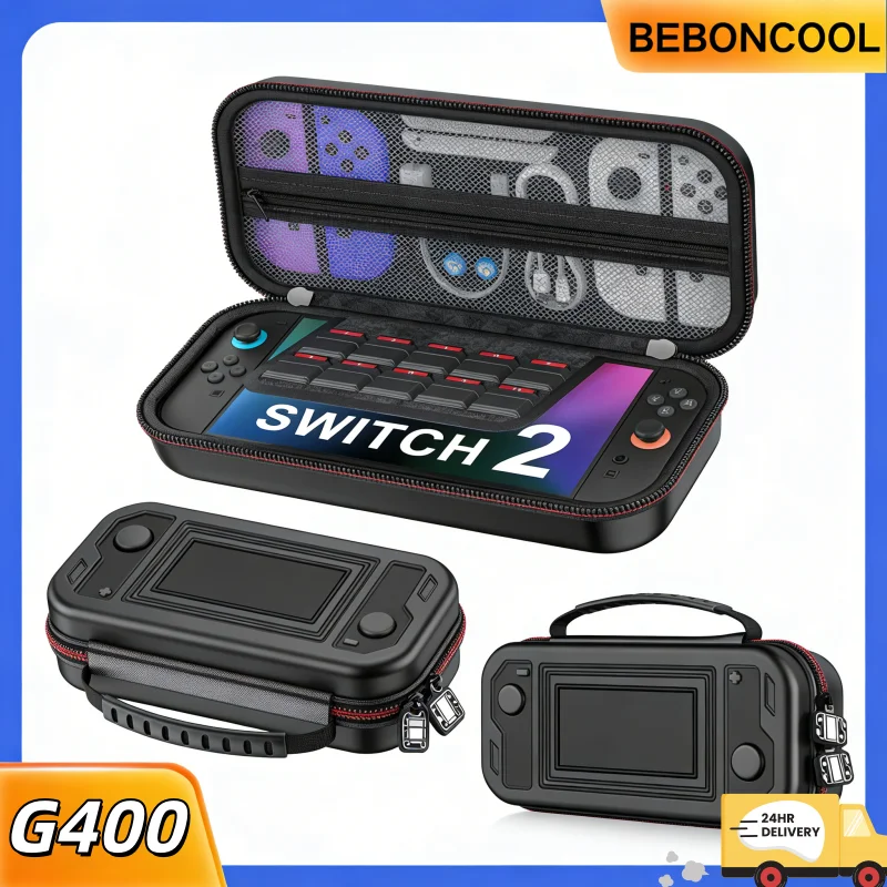 

Сумка для переноски BEBONCOOL G400 Switch2, водонепроницаемая, защищенная от брызг, с двойной молнией и слотом для карт, для Switch/OLED, для игр на улице