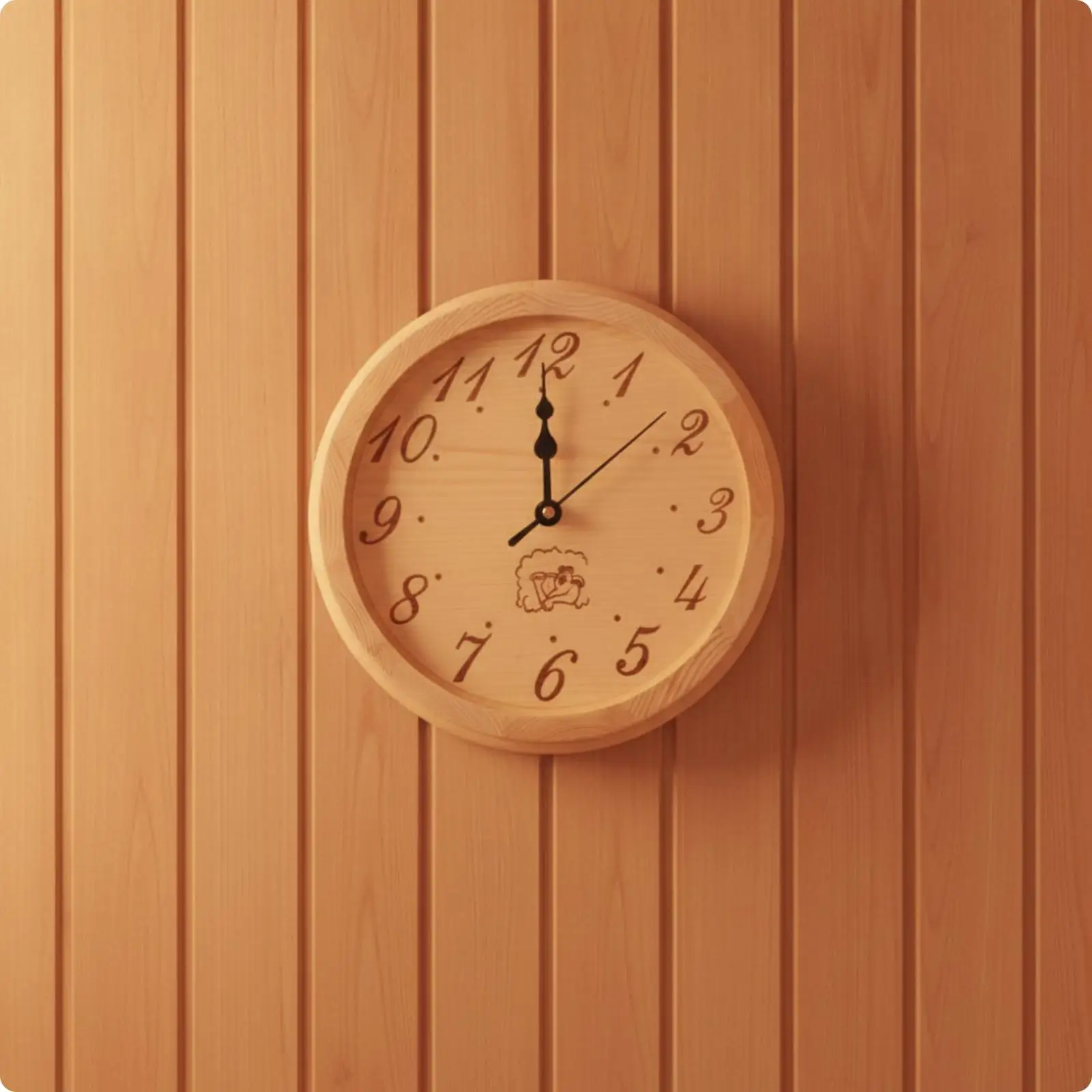 Clock Sturdy Round Wooden Analog Wall Clock Rustic for Spa, Relaxation Space