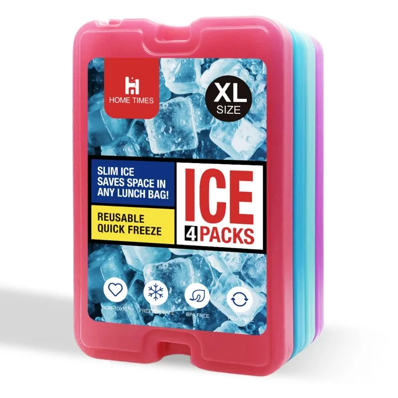 4 Pack XL Slim Reusable Ice Packs, Long Lasting Cooling Ice Sheets for Lunch Bags and Lunch Boxes