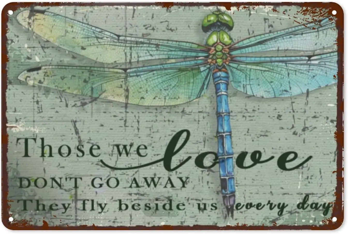 Dragonfly Tin Sign Vintage Hippie Wall Art for Boho Decor Retro & Cute 8x12 Inch, Gift for Women Those We Love Do sign