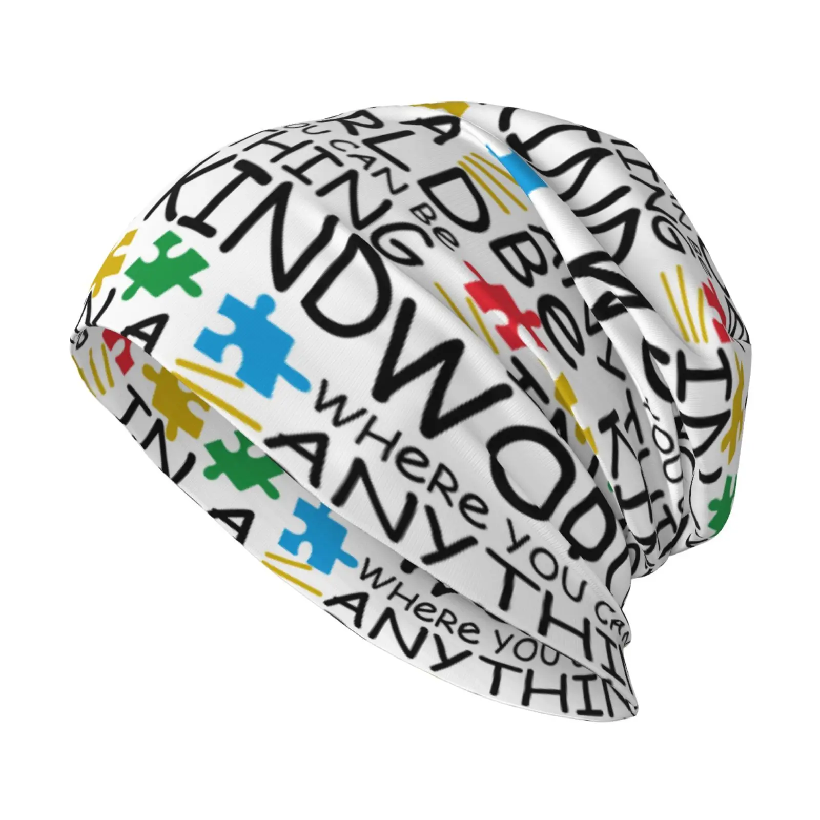Autism Card Print Pattern Retro Street Hip-hop Knit Hat Universal Skin Friendly Comfortable Warm Winter Hat Outdoor Casual Gift