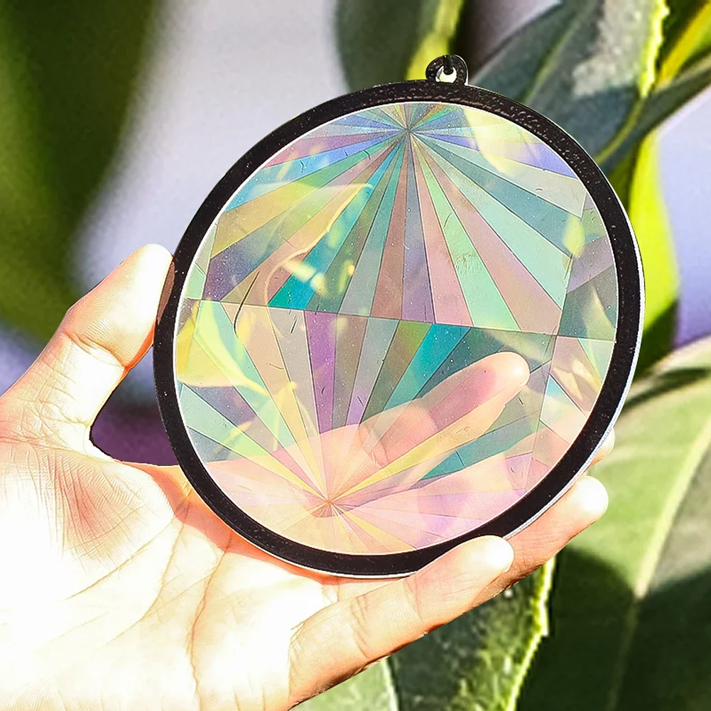 Acrylic Symphony Prism Suncatcher Hanging Light Catcher Pendant Rainbow Maker Garden Home Window Garden Decor Bird Deterrent