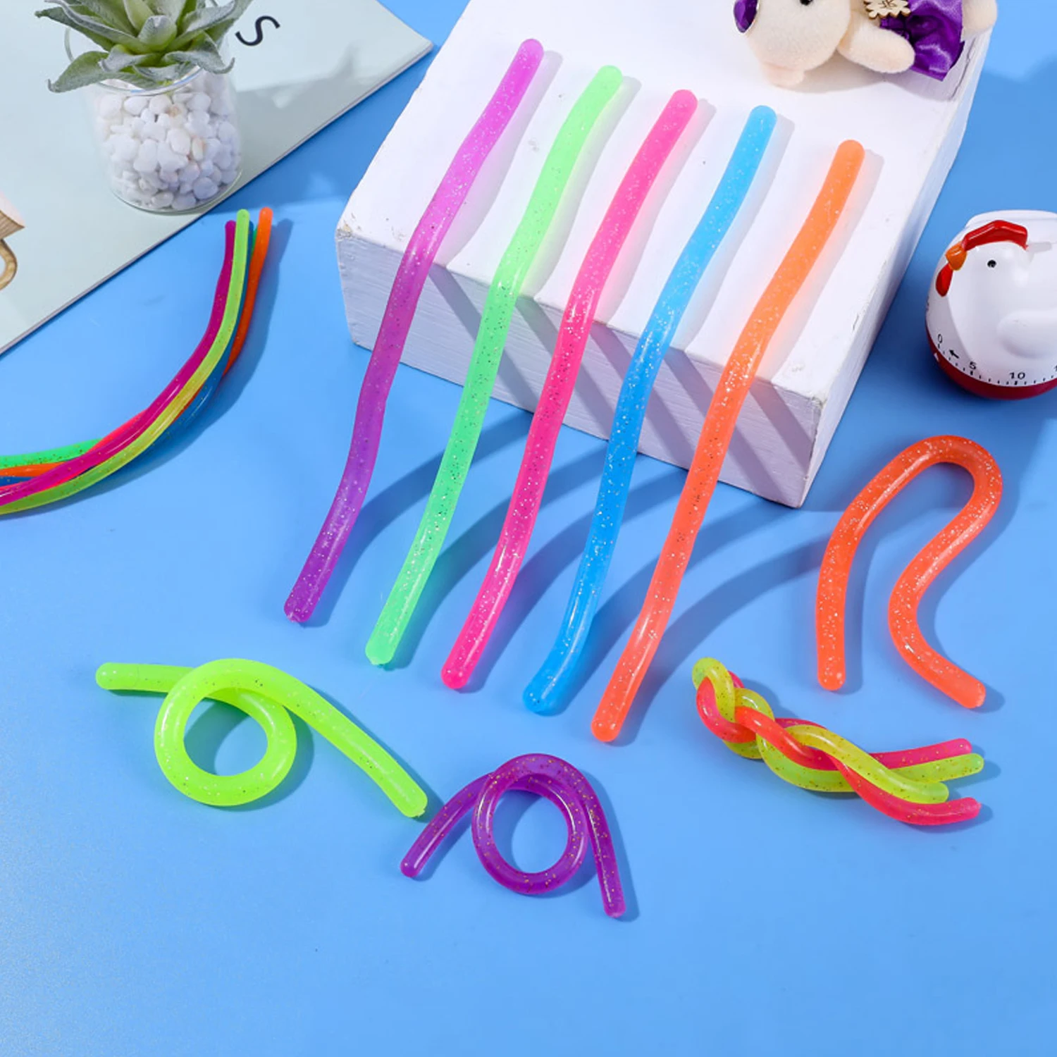 Cuerda de fideos de descompresión de estiramiento creativo para niños, juguetes Kawaii, oruga de goma suave, juguete de ventilación para adultos y