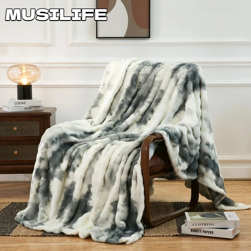 

Velvet Sofa Cover Blanket Soft Thicken Printed Bubble Flange Throw Blankets for Couch Bed Winter Warm Bedroom Plush Nap Blanket