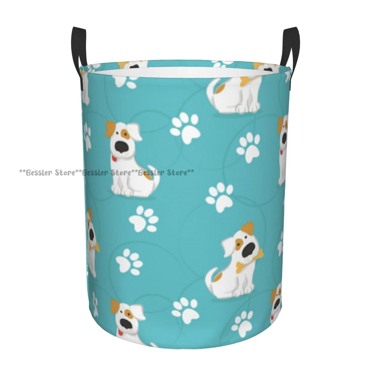 Dogs And Paws Traces Funny Style Waterproof Storage Bag Household Dirty Laundry Basket Folding Clothes Organizer