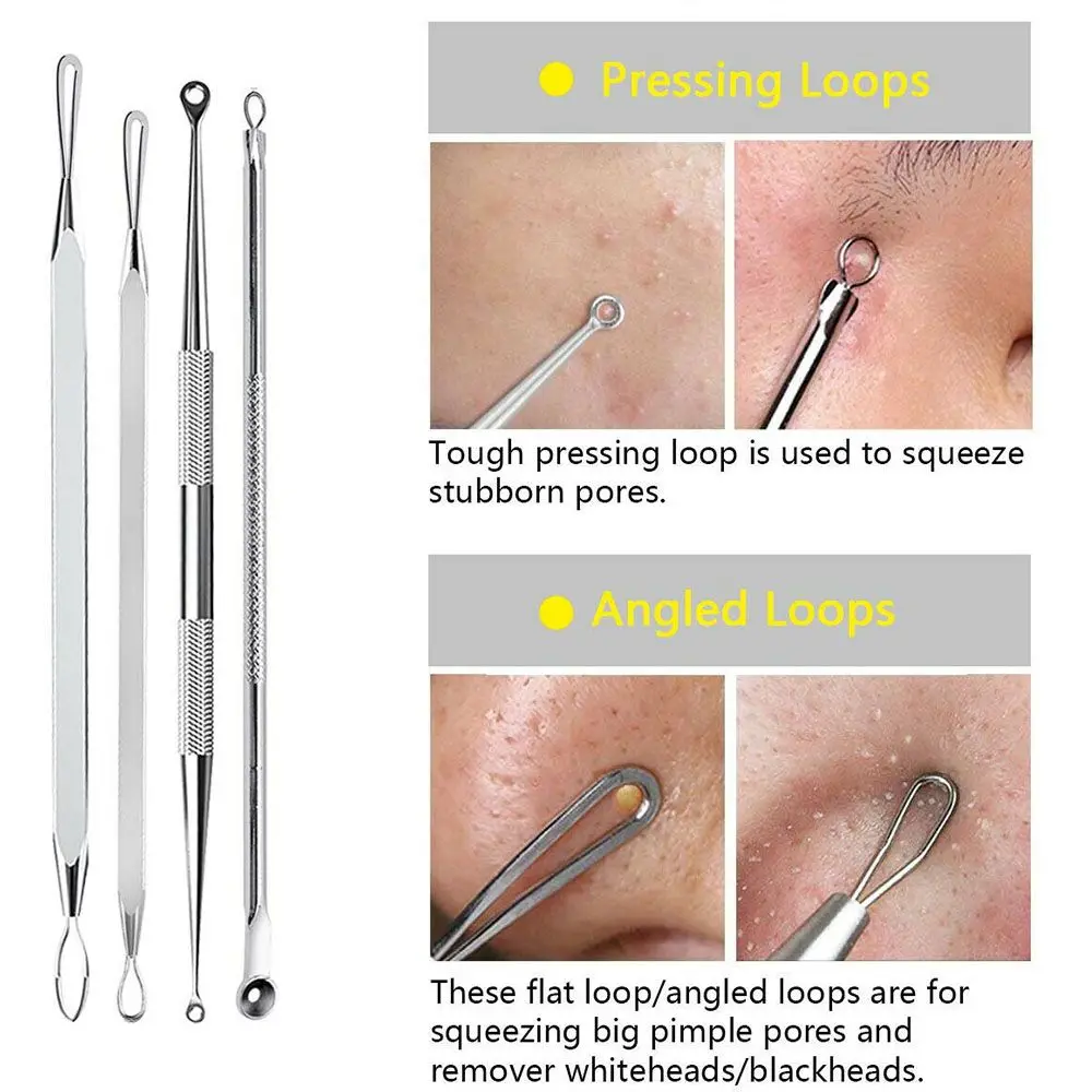 Acne Pimple Extractor Makeup Tool Tweezer Stainless Steel Pimple Removing Skin Care Tool Kit Face Care Tool Blackhead Removing