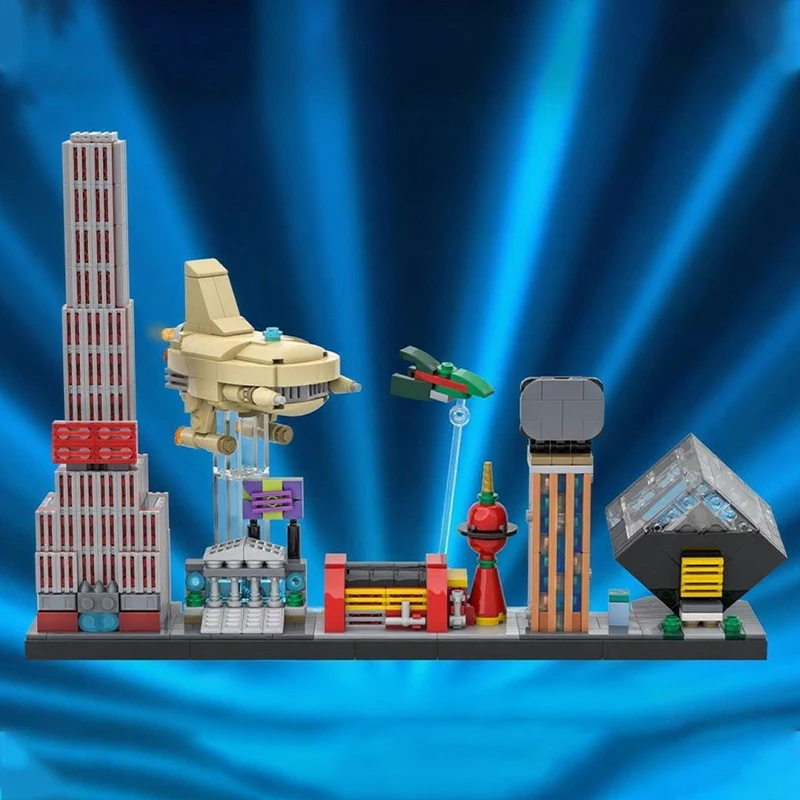 759pcs MOC Futuramaes skyline Architectuur Bouwstenen Kerstcadeau Architectuur Inspireert Onbeperkte creativiteit