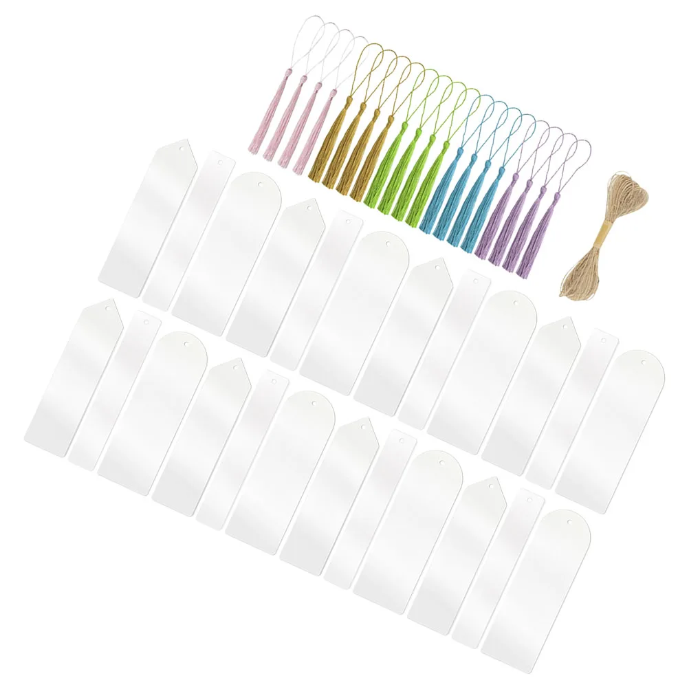 

1 set 1 Set Of Clear Acrylic Diy Bookmarks With Tassels Creative Student Supply Decorative Page Marker Lightweight Rectangular