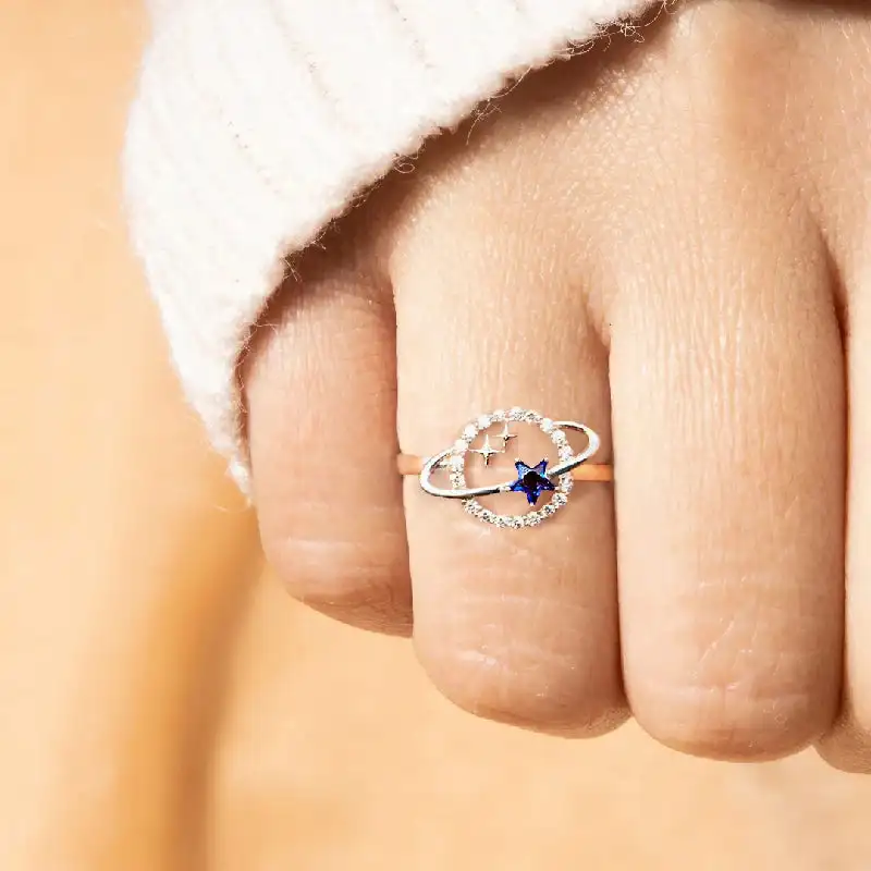 Ring To My Sister Gift PLANET AND STAR Jewelry 2024 Dropshipping Fashion Ring Gift For Girls Women Cubic Zirconia Silver Color image 4
