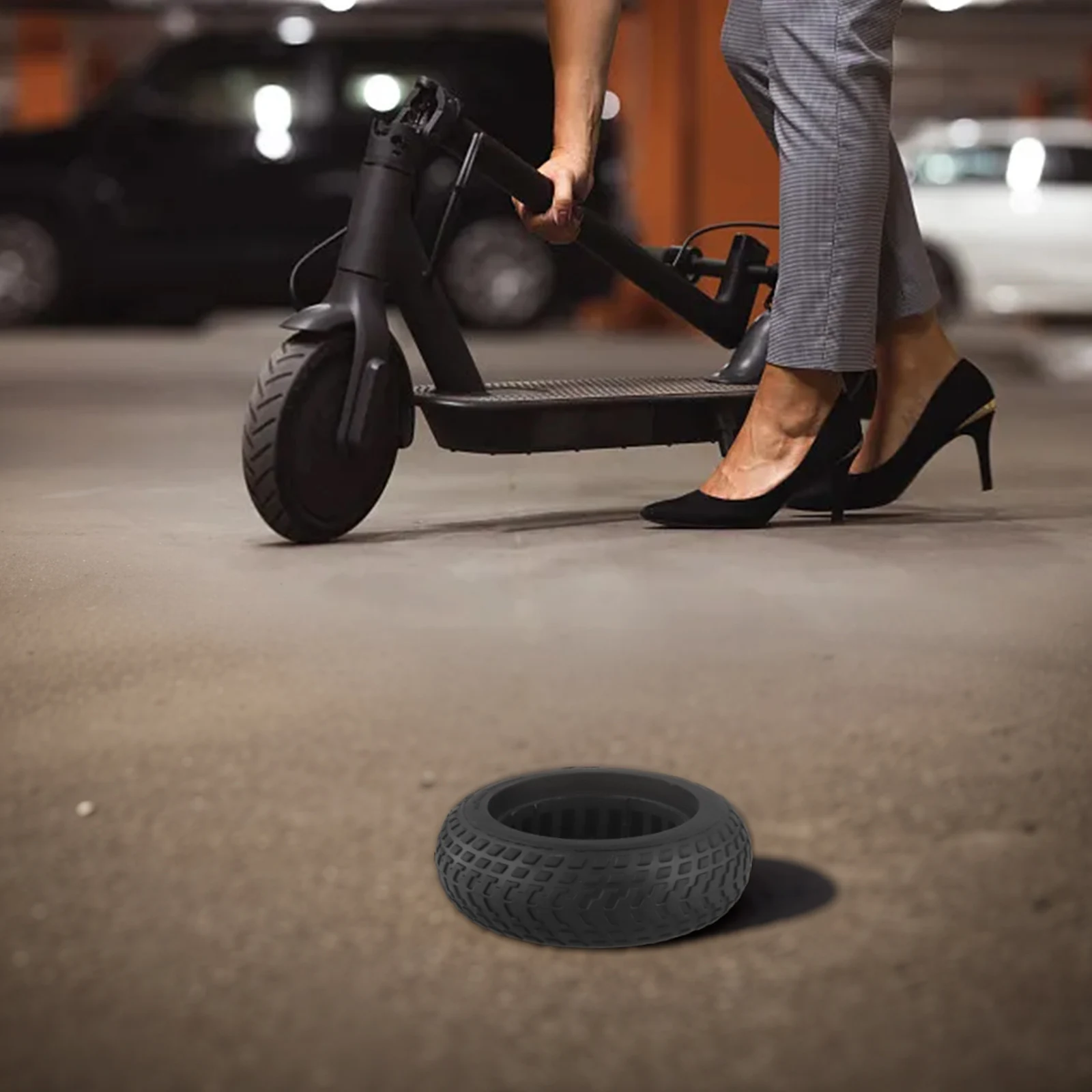 Scooter Maintenance Rubber No Inflatable Tire Black Wear-resistant Sleek Black Color Easy To Install Comfortable