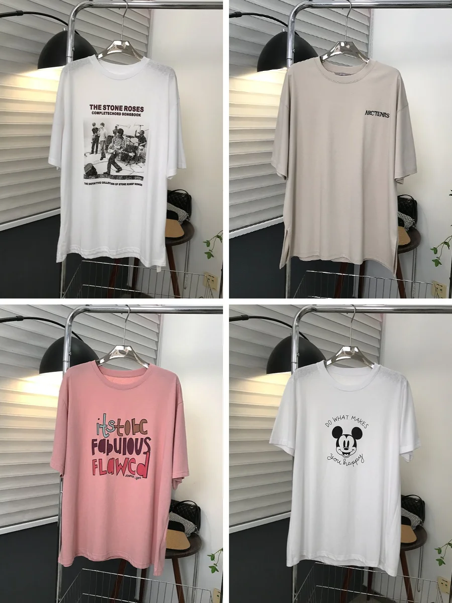 

Свободный женский топ большого размера с мультяшным принтом, повседневный уличный стиль, летний, тонкий, модный