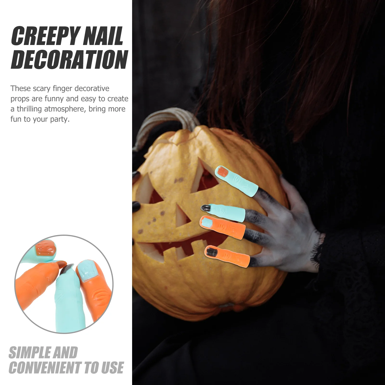 

10 шт., накладные пальцы ведьмы в стиле зомби, страшные украшения для ногтей на Хэллоуин, реквизит для розыгрыша, товары для вечеринок, пальцы ведьмы, накладные пальцы
