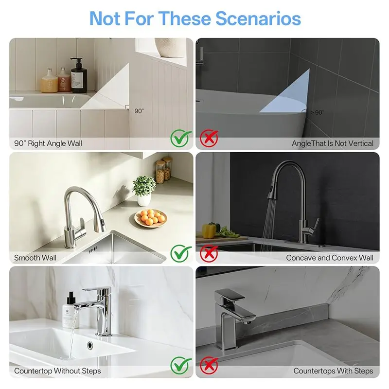 GOOD-No Wall Damage 2Pcs Bathtub Splash Guard With Suction Cup, Fits Uneven Angled Corners For Shower Tub& Sink