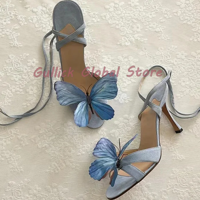 2024 nuovo arrivo punta tonda farfalla superficiale decorazione Slingback fascia elastica sandali stringati colori estivi scarpe dolce grazia