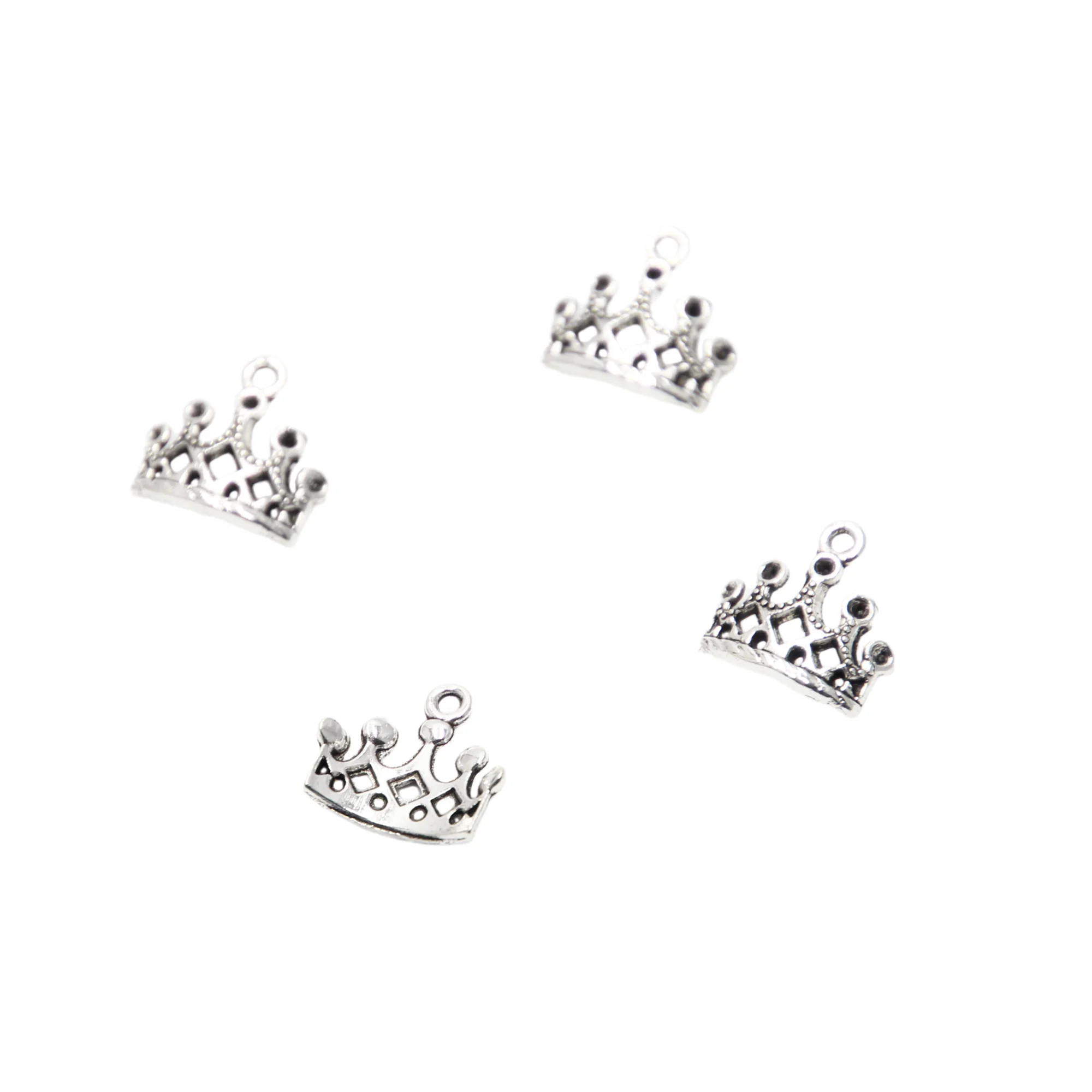 60pcs Crown Charms Antique Tibetan Silver Tone Zinc Alloy 12*12mm