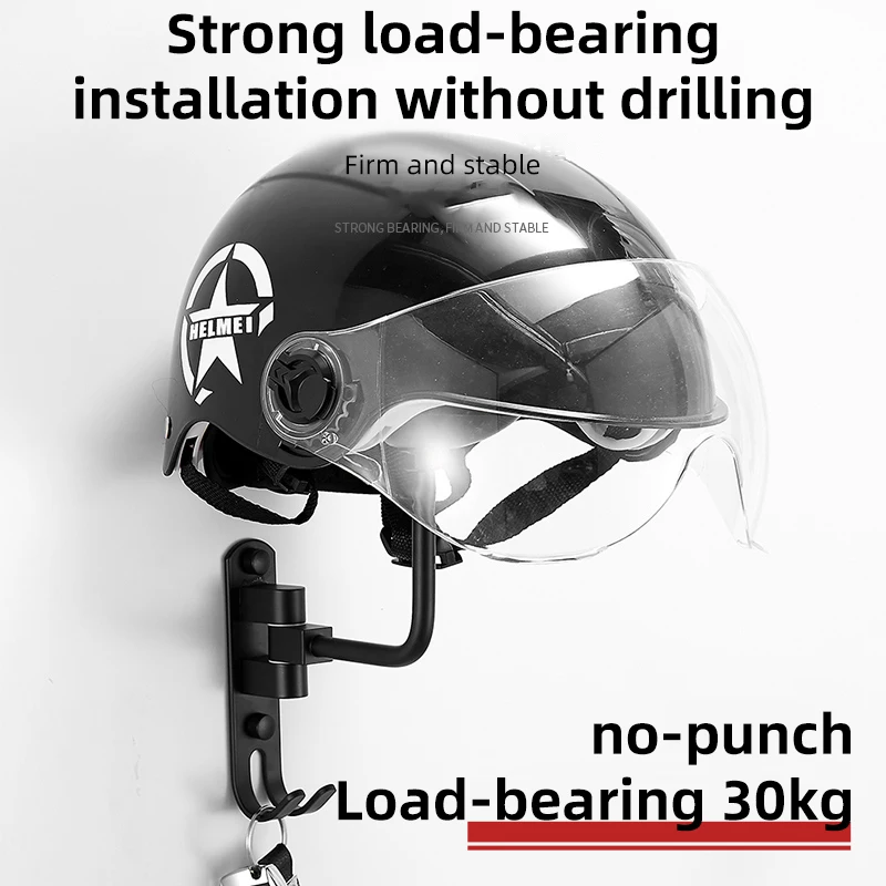 Motorcycle Helmet Storage Rack Black Helmets Display Holder Space Aluminum Bicycle Helmet Hanger with Jacket Holder