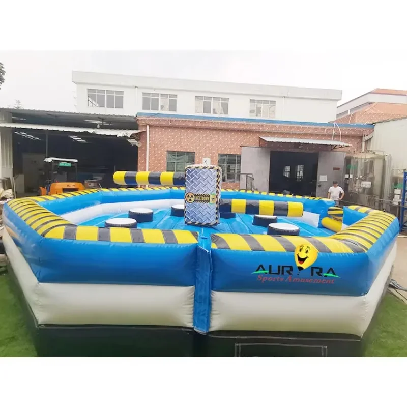 ألعاب آلة للأطفال في الهواء الطلق التي تدور ألعاب رياضية قابلة للنفخ على شكل دائري لعبة عقبات دوارة قابلة للنفخ