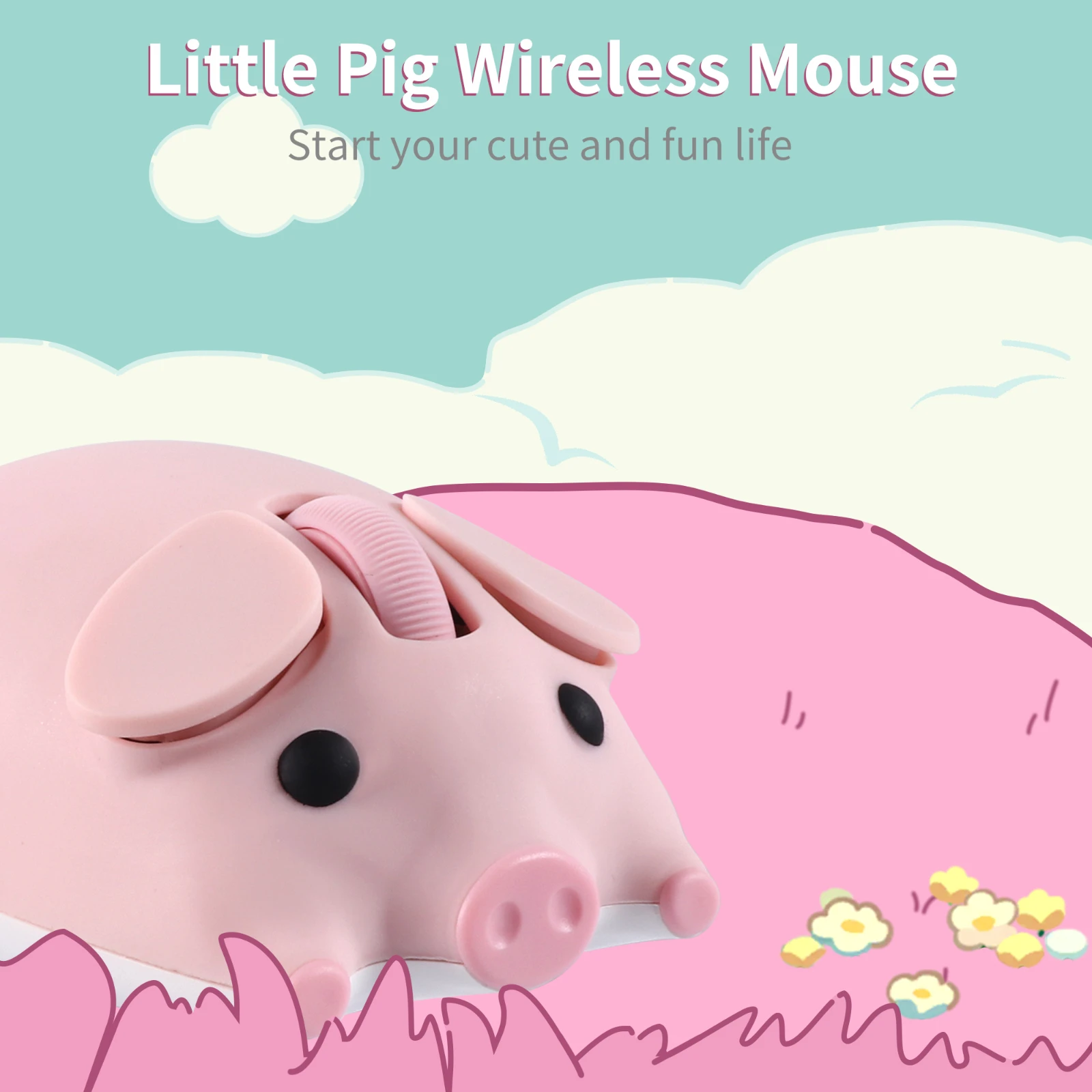 

Adorable Cartoon Pink Pig Dual Mode 2.4G+BT Wireless Optical Mouse Ergonomic Silent Mause Game Laptop PC Universal For Girl Gift