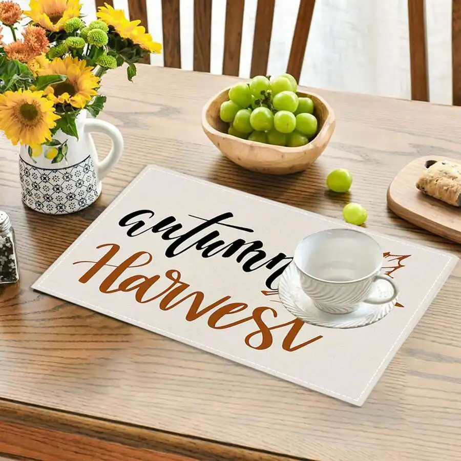 11.81*17.72inches Thanksgiving Placemats Heat-Resistant Fall Table Mats Coasters For Parties Kitchen Dining Table Decor