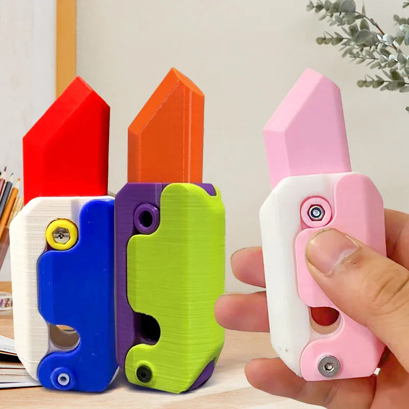 

3D Gravity Fun Carrot Knife Decompression Push Cards Small Toys Carrot Gravity Knife Children Adult Stress Relief Venting Toys