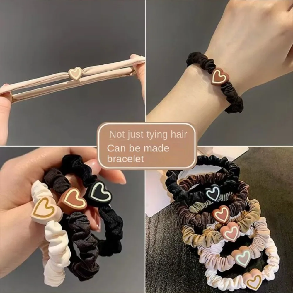 Высокоэластичная повязка для волос, новые фланелевые аксессуары для волос в форме сердца, разноцветная мини-повязка для волос