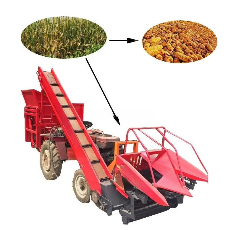 Mini Tractor Mounted Three Point PTO 2 Row Engine Gear Drive High Output Corn Harvester