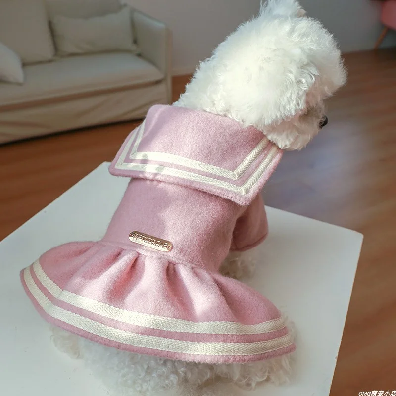 1PC Pet Clothing Spring and Autumn Thick Pink Gold Label Korean Edition Skirt Suitable for Small and Medium sized Dogs