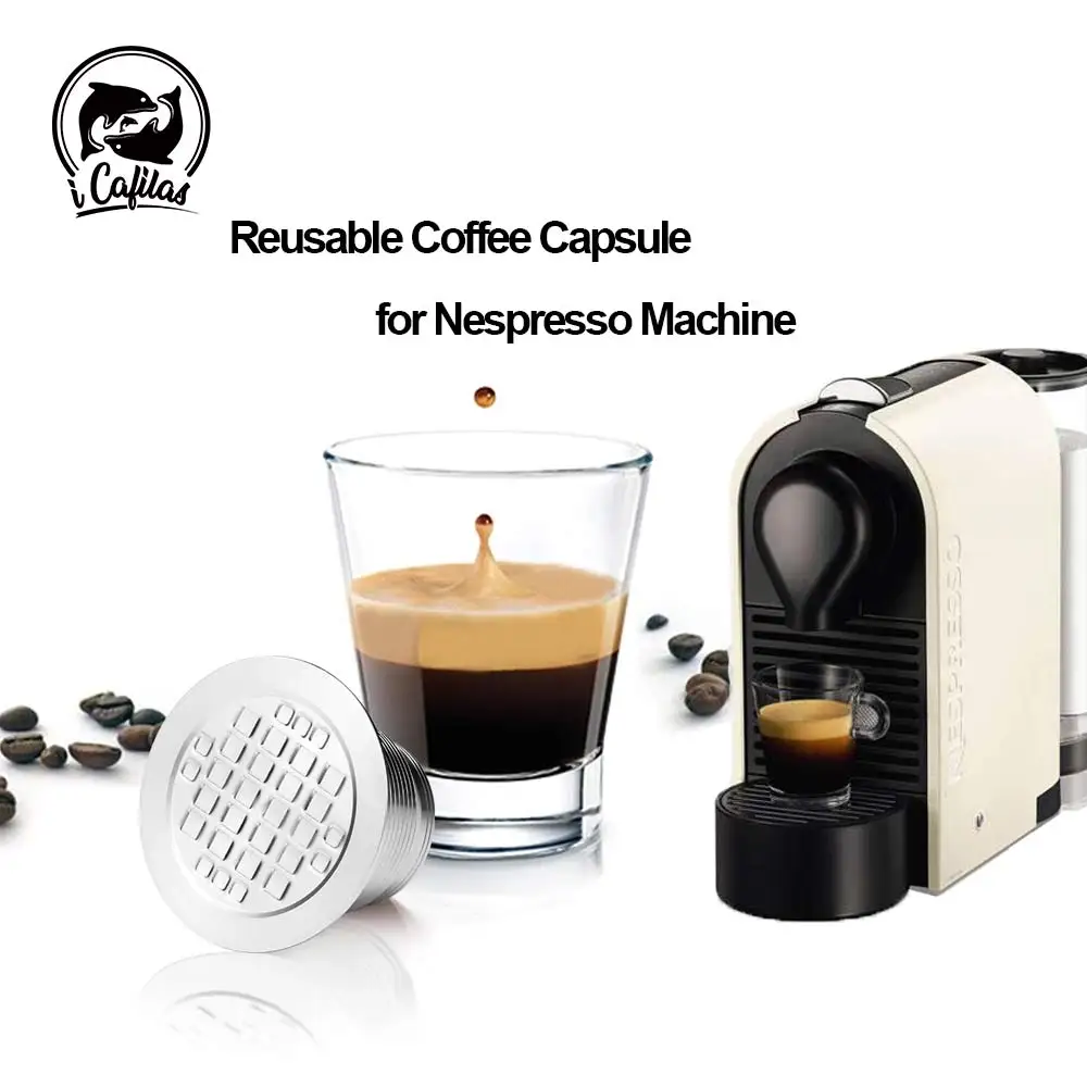 

icafilas Reusable Coffee Capsule for Nespresso Inissia / Pixie Machine Maker Stainless Steel Refillable Coffee Filters Pod