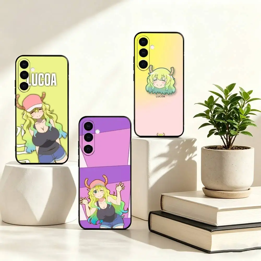 Kobayashi-san Chi Lucoa Phone Case Black Silicone Soft For Samsung Galaxy A73,A72,A71,A70,A53,A52,A51
