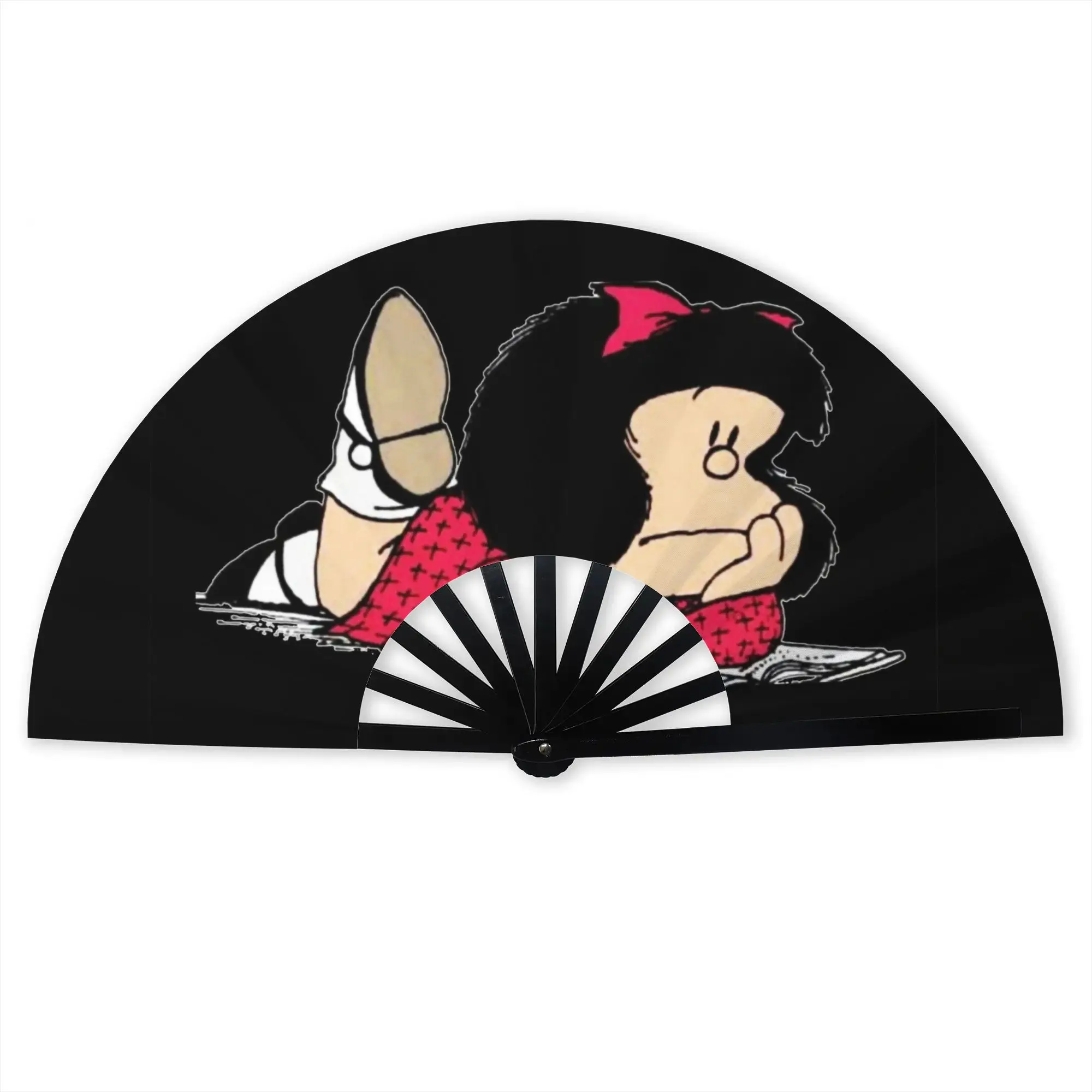 M-Mafaldas Manga Comics Folding Hand Fan  Personalized Argentine  Polyester Fabric Fan Cool Summer Accessory Decorative Fans