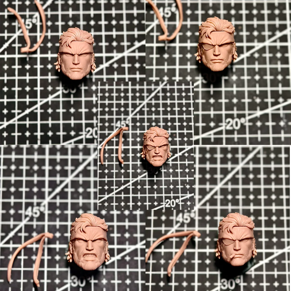 Vendita Calda: Scultura Non Dipinta di Testa di Personaggio Classico di Gioco, Snake Big Boss Guerriero Maschio, Scala 1/12, per Giocattoli e Bambole da 6 Pollici