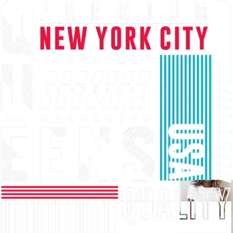 NEW YORK CITY American Trend Heat - Transfer White Ink Iron - on Patch, Suitable for T - shirts, Canvas Bags, Casual Street