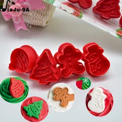 4PC Christmas Tree Snowman Gingerbread Man Bell Cartoon Cookie Stamp Cutters Cake Fondant Decoration Tools Baking Accessories