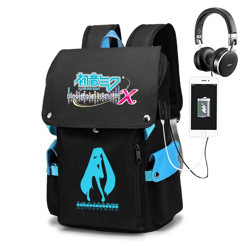 

New Hatsune Anime Backpack Student School Shoulder Bag Business Multifunctional Large Capacity Computer Bag Travel Backpack Gift