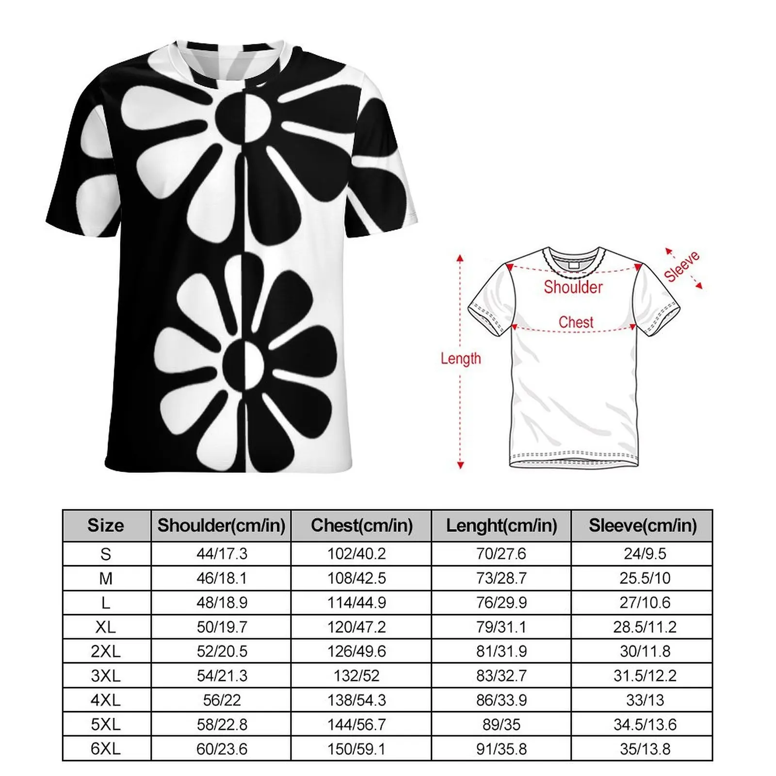 Couple Symmetry Half Daisy Vertical Stripe T-Shirt Popular T-Shirts Short Sleeves Design Tops Cheap Beach Classic Oversized Tees