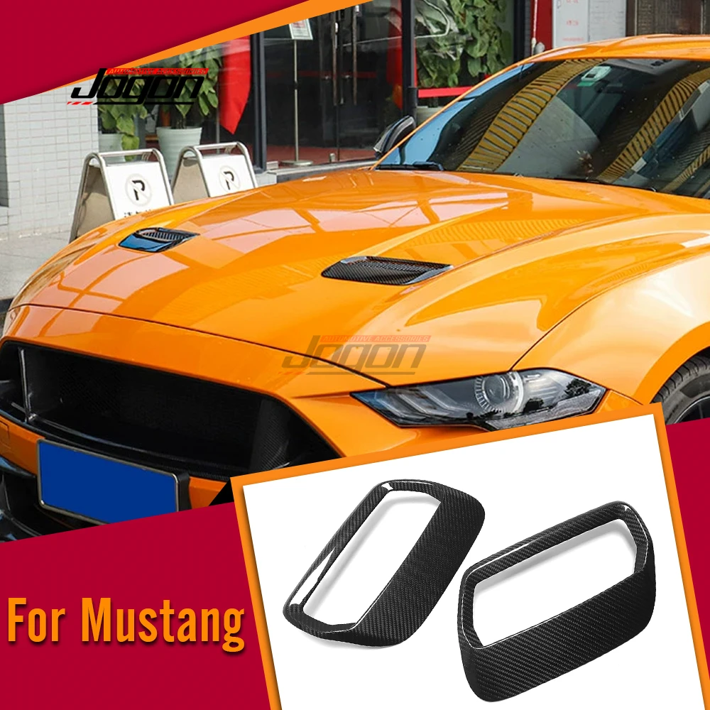 Real Carbon For Ford Mustang EcoBoost GT 2015-2024 Car Front Engine Hood Air Vent Outlet Frame Cover Trim Exterior Accessories