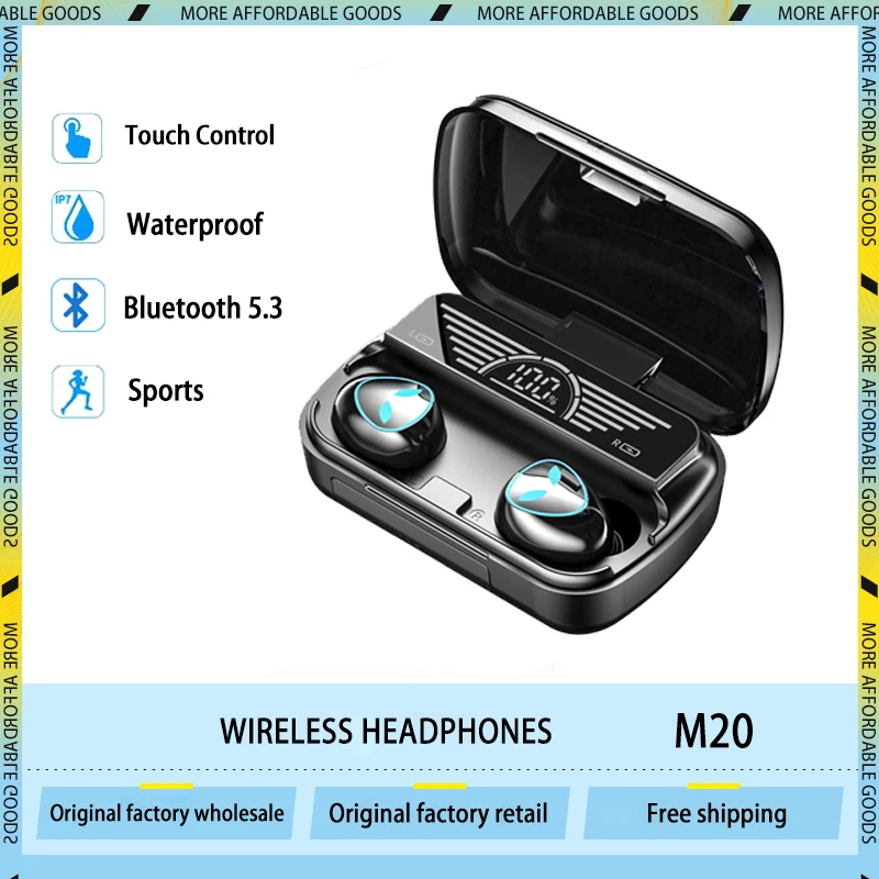 Оригинальные беспроводные наушники M20 TWS с микрофоном, Bluetooth 5,3, наушники HD, спортивные водонепроницаемые наушники-вкладыши, гарнитура для всех телефонов